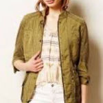 Anthropologie Hei Hei Olive Green Marais Eyelet Cargo Jacket Photo 0