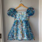 NWT Shein X Care Bears Multicolor Puff Sleeve Graphic Organza Dress Blue Photo 2