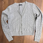 Brandy Melville Gray Chunky Cable Knit Cardigan Button Y2K Bella Swan Academia Photo 0