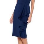 XScape Bow Off-the-Shoulder Scuba Knit Cocktail Dress, Navy Size 10 NEW w/o Tag Photo 0