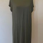 Forever Rose army Green stretchy midi short sleeve shirt dress Size 1X Photo 0