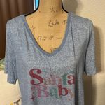 LuLaRoe  blue v-neck Santa Baby t-shirt. Like new condition. Photo 1