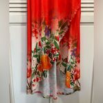 Lily Dress Bright Orange Floral Tank Wrap Front High/Low Size M Size M Photo 1