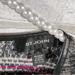 St. John  Plaid Mohair Wool Blend Leather Trim Short Sleeve Sweater Size L Photo 6