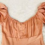 Selfie Leslie  Park‎ Avenue Flutter Sleeve Midi Dress Thigh Slit Apricot Medium Photo 10