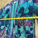 Half Moon Bay Womens Blue Floral Beaded Embroidered Open Kimono Sz L Boho Hippie Size L Photo 9