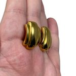 Vintage Signed NAPIER Gold Tone Classy Hoops Metal Screw Back Earrings Photo 1