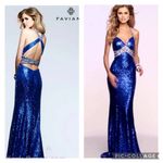 Faviana 7507 Royal Blue Sequenced sexy open back prom dress size 4 Photo 1