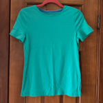 Talbots  Tee T-Shirt Top Women’s Medium Turquoise Knit 100% Pima Cotton Photo 0