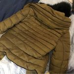 ZARA  Olive Green Puffer Leather Trim Zip Up XS Photo 1