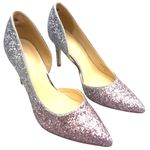 Marc Fisher Glitter Stiletto Heels 8 Showgirl Pink Silver Ombre' Pointed Toe Prom Elegant Photo 3