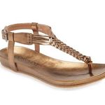 CORDANI Sarino gold braided Italian leather sandals 37 / 6.5 toe thong flats Photo 0