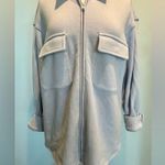 SKIMS  Cotton Fleece zip up shirt jacket size Small NWT color Periwinkle Photo 5