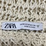 ZARA Women's Cream Long Flare Sleeve Open Knit Crochet Sweater Crop Top Size M Photo 2