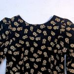 Handmade Black Velvet Floral Midi Dress – Long Sleeve Womens M Size M Photo 4