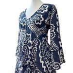 La Plage Dress Medium 100% Cotton Coverup Midi Resort Bohemian Crochet Cruise Blue Photo 3
