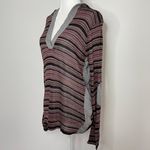 LA Made New  Striped Sweater Hoodie Lightweight Knit Elbow Patch Long Sleeve Photo 4