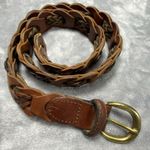 VTG Women's Braided Belt Small Brown Genuine Leather Chain Style Brass Buckle Photo 0