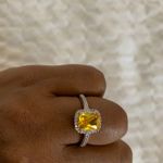 Australian Crystal Square Stone Ring Dipped In White Gold... Yellow Photo 8