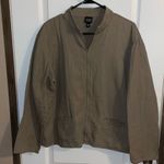 Eileen Fisher  100% Cotton Ribbed‎ Jacket Khaki Zip Up Stand Up Collar Womens Med Photo 0