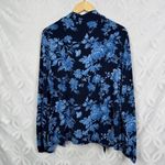 Jason Wu  Navy‎ Blue Floral Print Long Sleeve Tie Neck Blouse Womens Size Medium Photo 4
