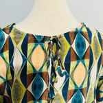 ZARA  Multicolored Round Neck Bohemian Printed Open Back Tied Top Sz M Photo 11
