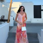 ZARA  Elegant Pink and Orange Maxi Dress scarf evening party wedding  Photo 2