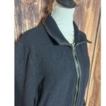 St. John  Jacket Vintage Women Black Sz 14 XL Knit Leather Trim Career Elegant Photo 1