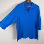 John Mark  Tunic Top Womens Large Blue Button Back Collared Shirt Lagenlook Artsy Photo 5