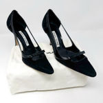 Manolo Blahnik  Black Suede Patent D’Orsay Pumps Bow Detail Women’s EU 38.5 Photo 0