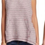 Free People Knit Pink/Purple Striped Sleeveless Hoodie - Size - Small Photo 0
