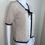 Laura Scott  Open Front-Tie Cardigan in Ecru & Black Photo 3