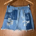 Sunset + Spring Womens Blue Patched Destroyed Casual Mini Skirt XS Photo 2