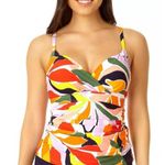 Anne cole  Surplice Tri Tankini Top Size 34C/36B White Purple Red Underwire New Photo 0