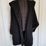 Gallery  Black Hooded Winter Coat Wool Blend Quilted Bib Women's Size Small (S) Photo 0