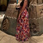 Vibrant Floral Maxi Dress Red Size M Photo 2