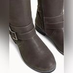 Torrid NWOT 8.5 WW Grey Oiled Faux Suede Double Buckle Knee-High Boots Photo 3