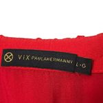 Vix Paula Hermanny Cyndi Dress Size Large Red Wrap Crinkled Voile Beaded Waist Photo 10