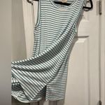 cupio NWT  Size M Aqua Blue White Stripe Tie Front stretchy Tunic Tank Top Photo 2
