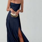 Fame and Partners New‎ Plus  Navy Blue Cowl Neck Gown Sz 20 Photo 0