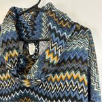 Ariella  Blue Zig Zag Chevron Cowl Neck Lace Up Pullover Sweater Size Large Photo 4
