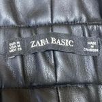 ZARA  Women's Black High Rise Tie Waist Faux Leather Vegan Paperbag Shorts Size M Photo 3
