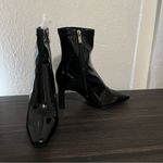Shiny Vegan Leather Zipper Heel Bootie Black NIB sz 6 Cosplay Night Out Costume Photo 8