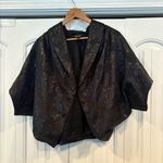 Karen Kane  Black‎ Metallic Floral Cape Style Jacket Size Medium Photo 0