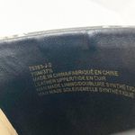 Saks 5th Avenue Snake embossed peep toe mules, womens 7.5 python pattern chain trim chunky heels Photo 7