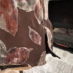 Vintage Collezioni Italy Velvet Burnout Semi Sheer Silk Top Medium Leaves Brown‎ Brown Photo 11