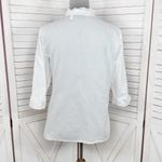 Chico's Beaded Ruffle Trim Button Front Shirt White Small Photo 3