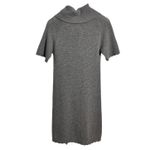 Kokun Cashmere Sweater Dress Women S Gray Cowl Neck Open Knit Mini Minimal Photo 1