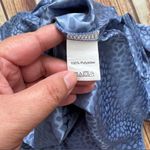 SheIn Women’s Dalmatian Print Bishop Sleeve Satin Blouse Dusty Blue Size Large Photo 8