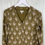 Garnet Hill Dropwaist Button-Up Dress Olive Green Floral Women's Size 2 Bohemian Photo 11